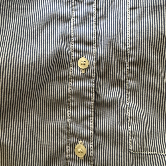 Zara Basic Blue & White Striped Button Down Shirt - Picture 4 of 4